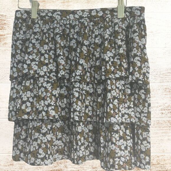 Goldie Womens Mini Skirt M Side Zip Print Tiered Feminine Floral‎ Cute Whimsical - Picture 1 of 8